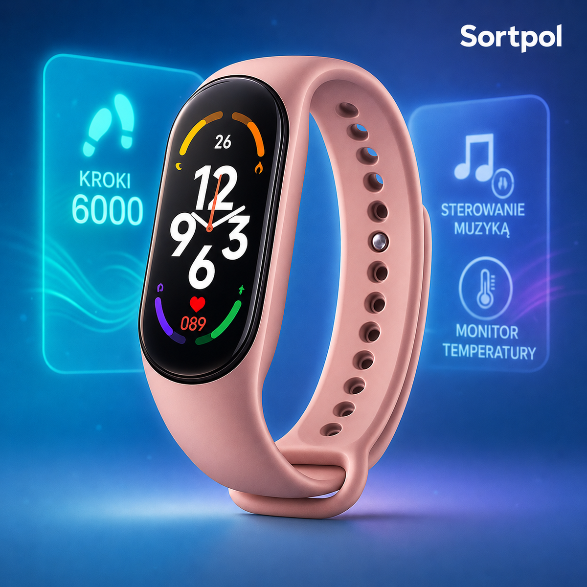 Dziecięcy zegarek fitness GPS z widocznymi szczegółami wykonania i materiału