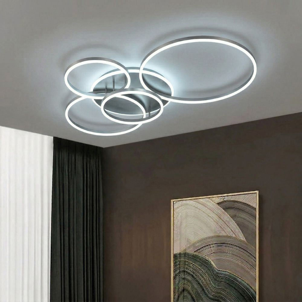 Czarna, nowoczesna, okrągła lampa sufitowa LED do montażu podtynkowego – oświetlenie wnętrz