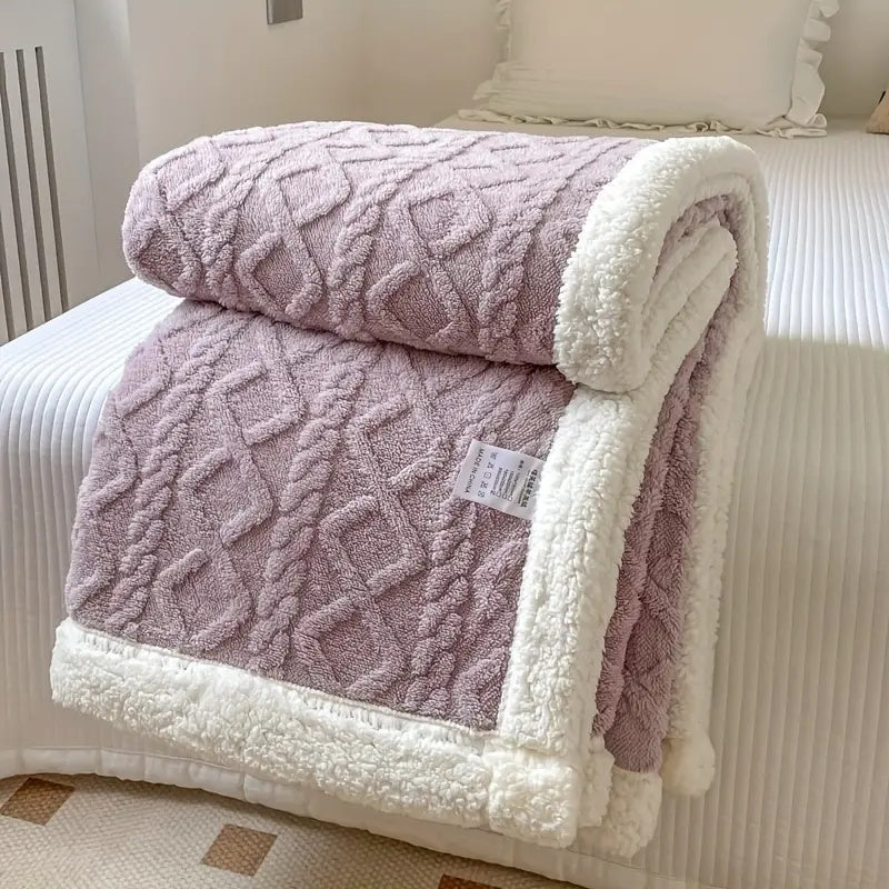 Gruby pluszowy koc sherpa ciepły do relaksu w domu
