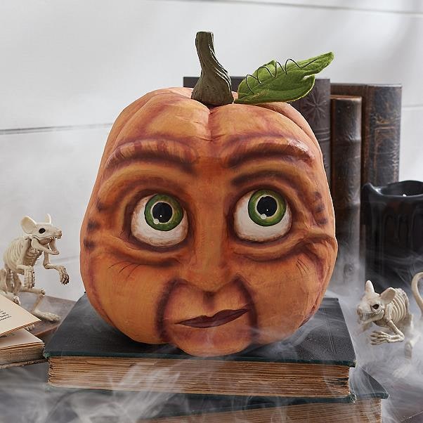 Halloween Dynia na Imprezę z Ekspresyjną Twarzą i Wzorami Dekoracyjna Figurka żywicy