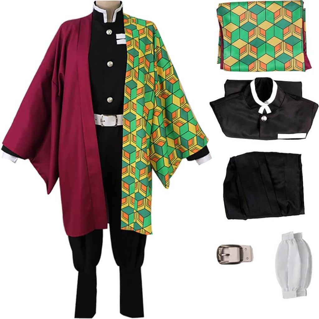 Halloween Kostium Cosplay Anime Demon Kimono z Peleryną i Perką
