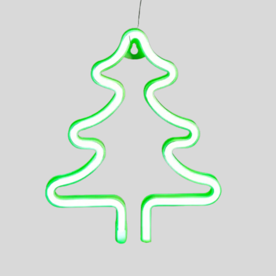 Neonowa lampa w kształcie choinki