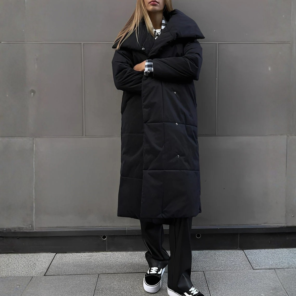 Pikowany płaszcz zimowy damski oversize