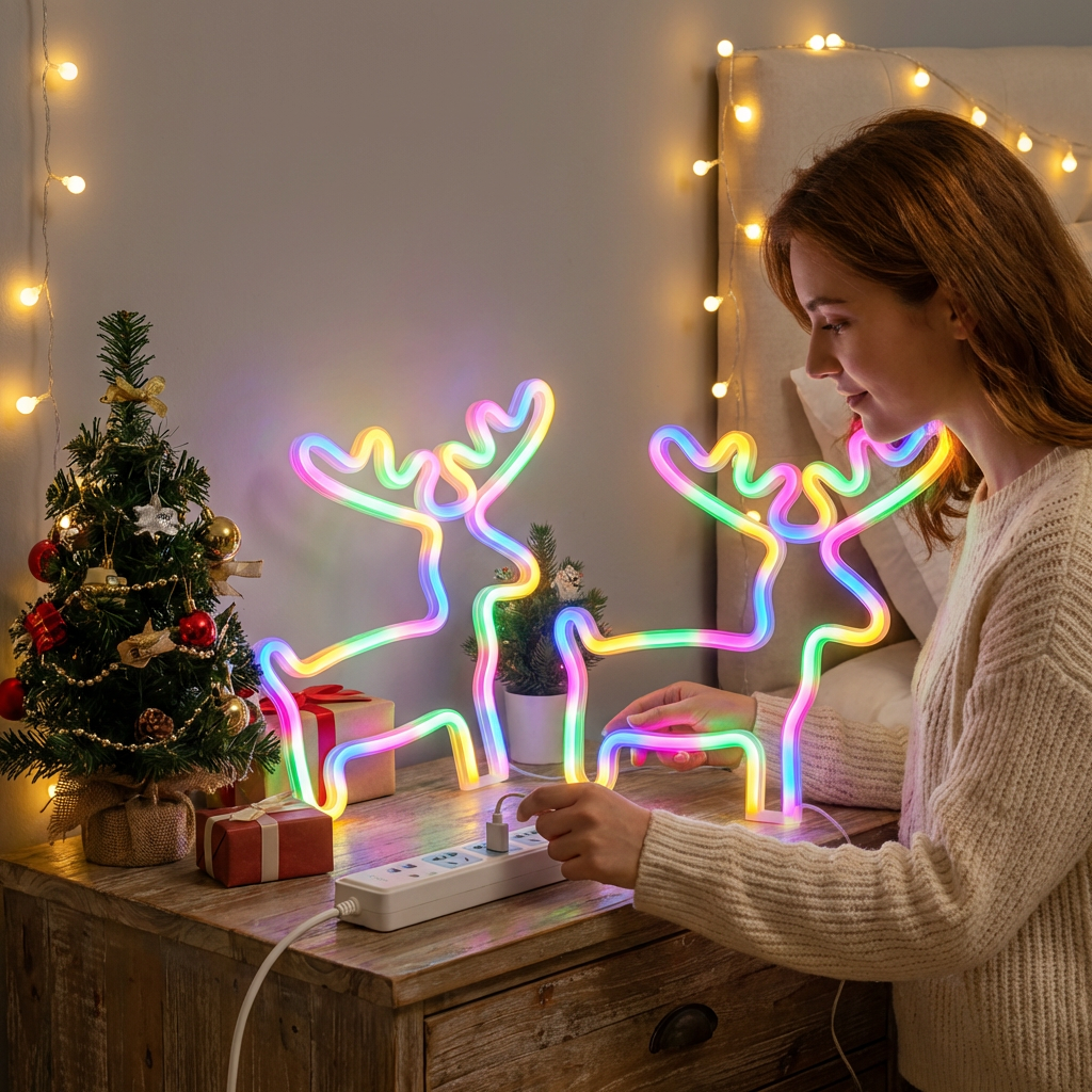 Świąteczna choinka LED w neonowym stylu