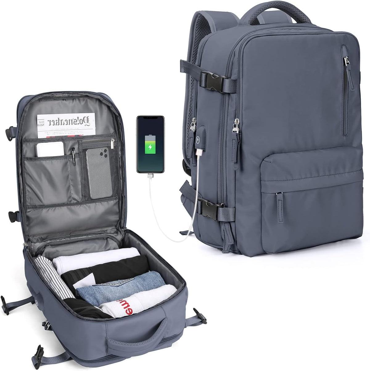 Unisex Torba na Laptopa z Wieloma Komorami i Paskiem