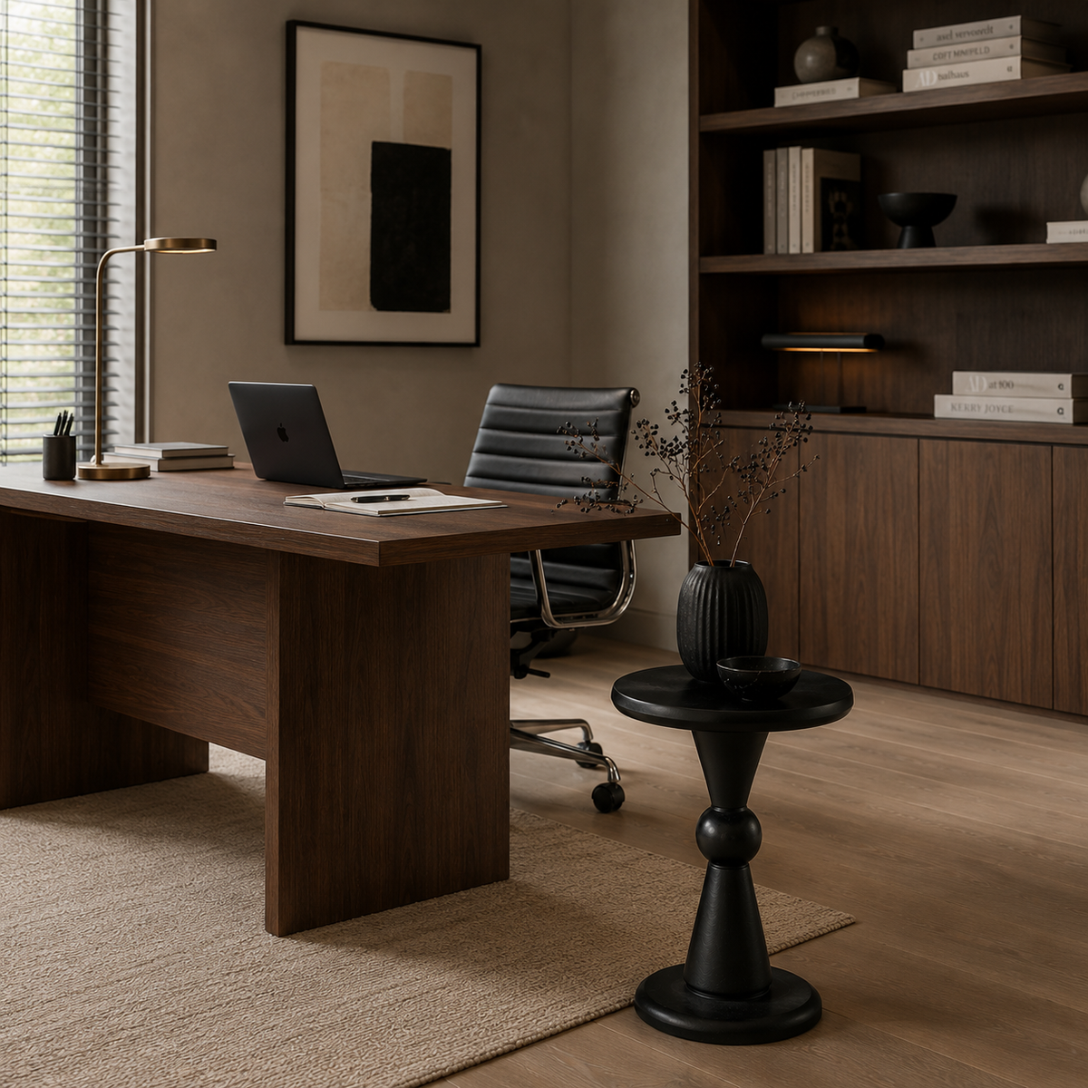 Okrągły Stolik Pomocniczy w Stylu Modern Classic – Czarne Wykończenie