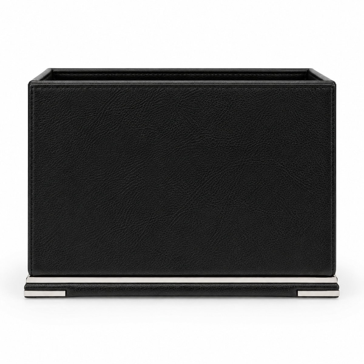 Elegancki czarny organizer na biurko w stylowym designie.