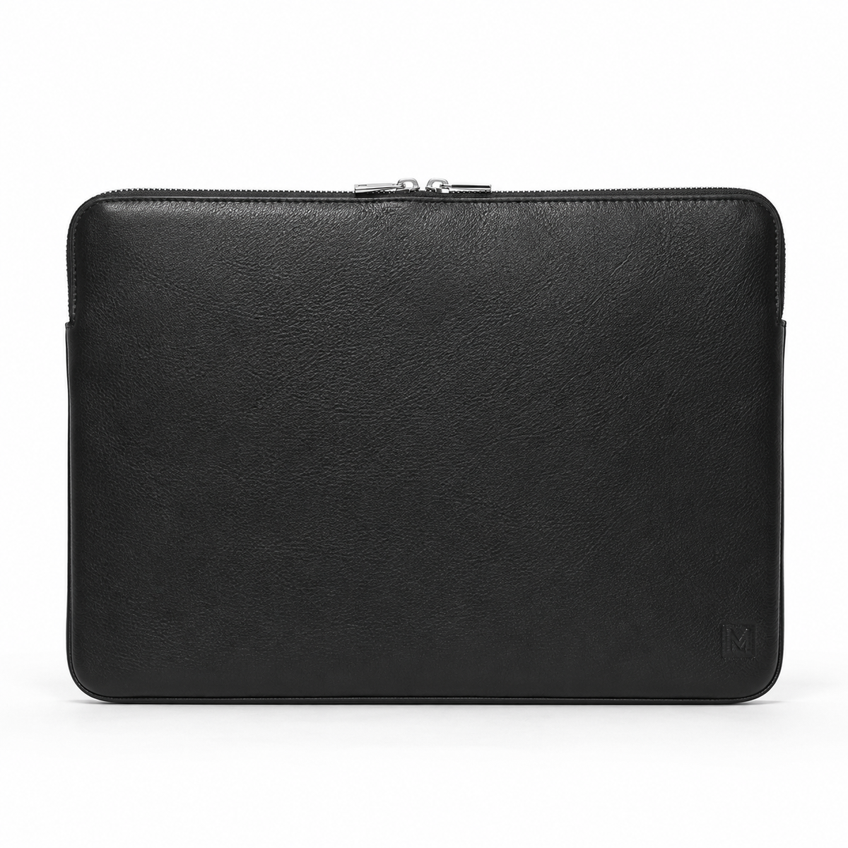 Czarne skórzane etui na laptopa Sortpol z przodu