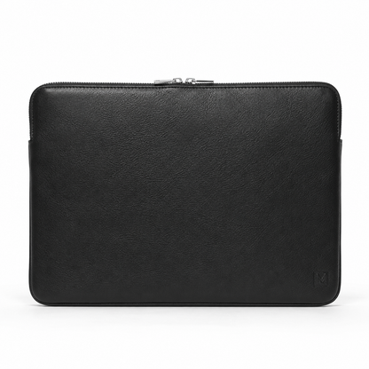 Czarne skórzane etui na laptopa Sortpol z przodu