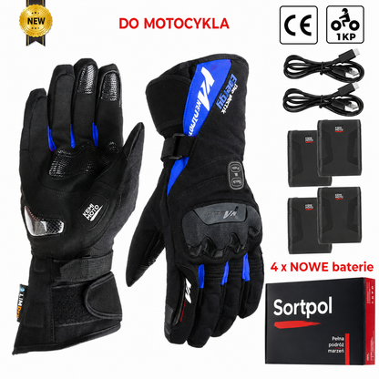 Rękawice motocyklowe z ogrzewaniem zimowe wodoodporne bateria 2500mAh 3 temperatury dotykowe — 8034BL PRO Plus