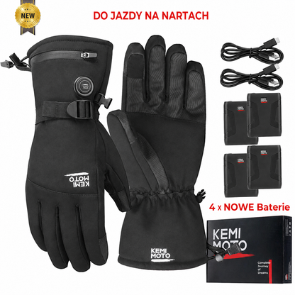 Rękawice motocyklowe z ogrzewaniem zimowe wodoodporne bateria 2500mAh 3 temperatury dotykowe — N-8029BK Plus