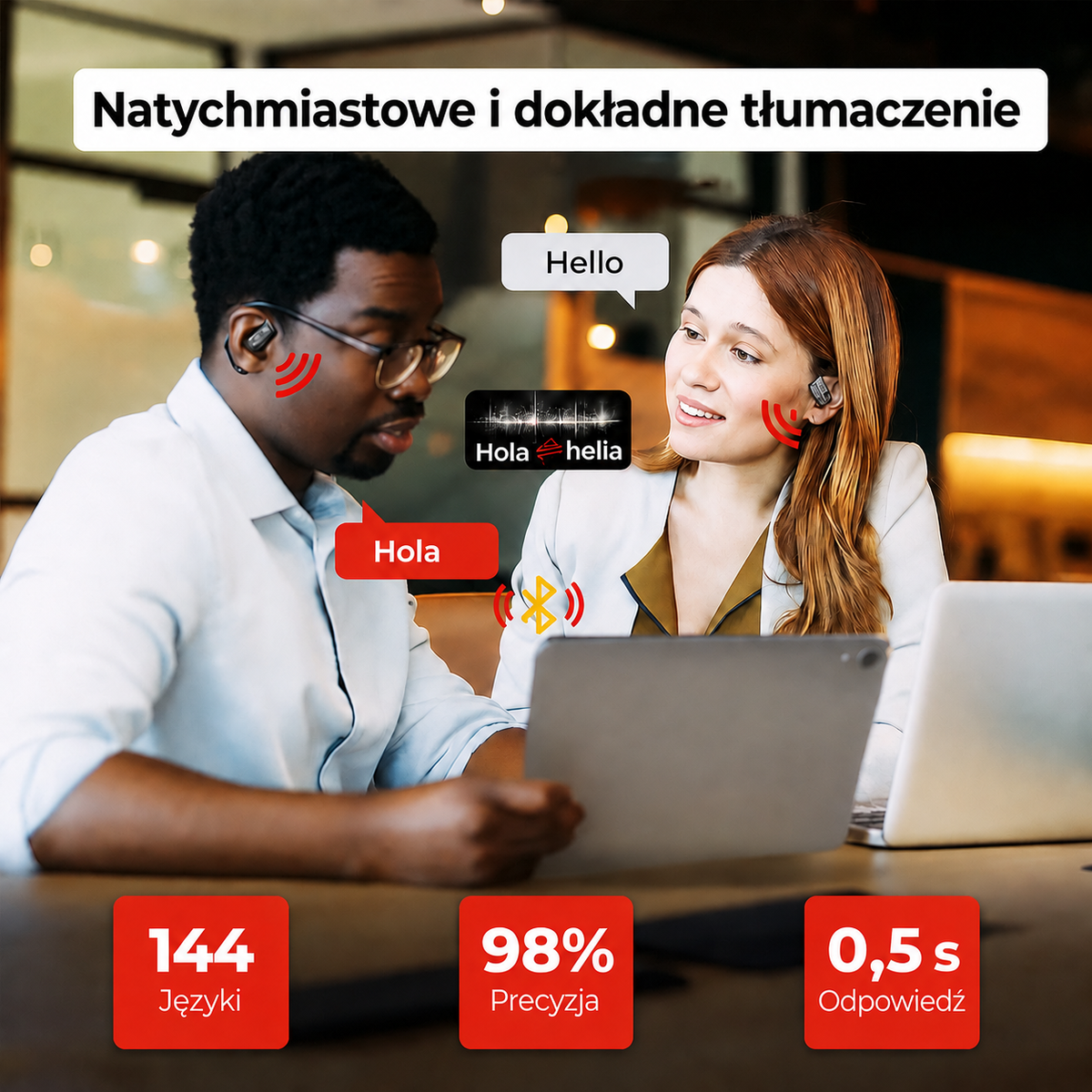 Inteligentne słuchawki tłumaczące 144 języki – tłumaczenie na żywo