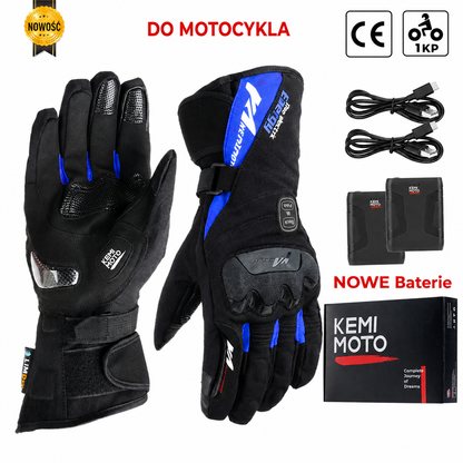 Rękawice motocyklowe z ogrzewaniem zimowe wodoodporne bateria 2500mAh 3 temperatury dotykowe — 8034BL PRO