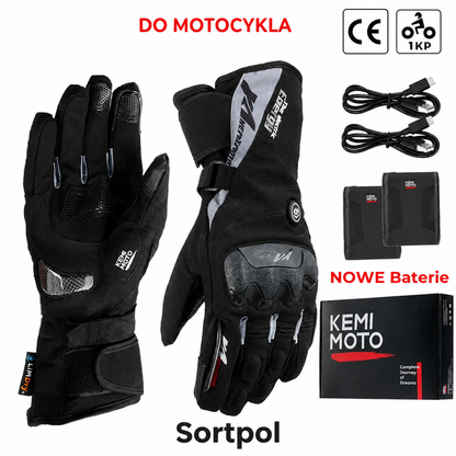 Rękawice motocyklowe z ogrzewaniem zimowe wodoodporne bateria 2500mAh 3 temperatury dotykowe — 8012BK