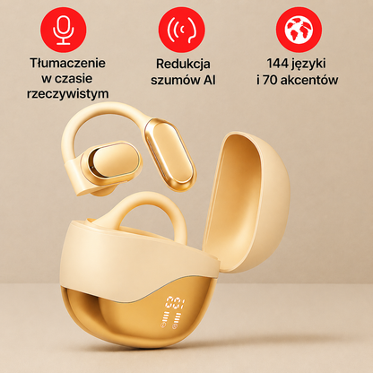 Przenośne słuchawki tłumaczące z etui ładującym do wielokrotnego użytku