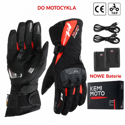 Rękawice motocyklowe z ogrzewaniem zimowe wodoodporne bateria 2500mAh 3 temperatury dotykowe — 8012RD