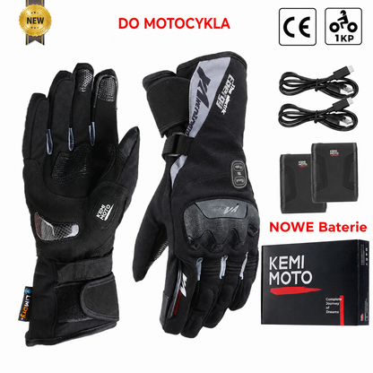 Rękawice motocyklowe z ogrzewaniem zimowe wodoodporne bateria 2500mAh 3 temperatury dotykowe — 8034BK PRO