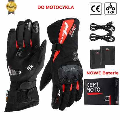 Rękawice motocyklowe z ogrzewaniem zimowe wodoodporne bateria 2500mAh 3 temperatury dotykowe — 8034RD PRO