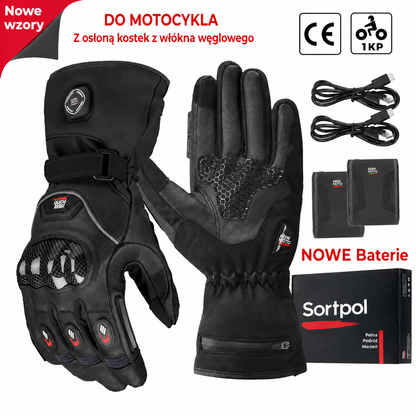 Rękawice motocyklowe podgrzewane – zimowe, wodoodporne, bateria 2500 mAh, 3 poziomy ciepła, obsługa ekranów dotykowych