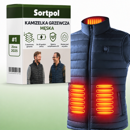 Kamizelka grzewcza męska Sortpol X – 3 strefy ciepła, zasilanie USB