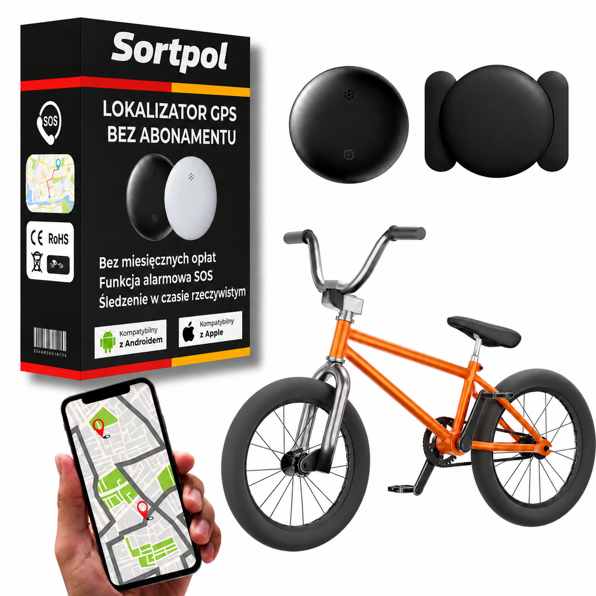 Lokalizator GPS do roweru bez abonamentu – kompatybilny z Androidem i iOS Find My, zabezpieczenie antykradzieżowe