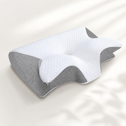 Poduszka ortopedyczna cervical z pianki memory foam z ergonomicznym konturem na neutralnym tle