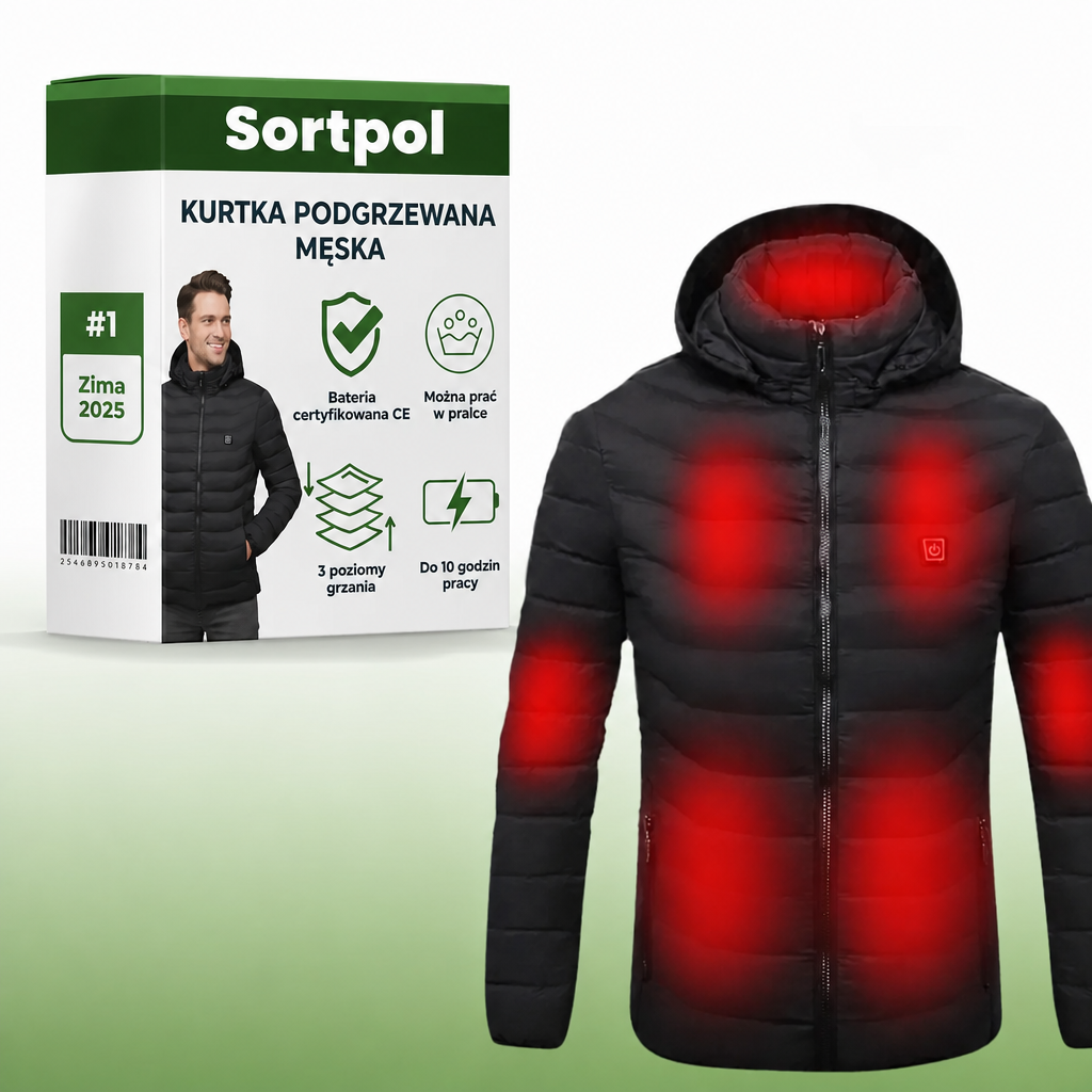 Kurtka podgrzewana męska Sortpol X – 3 strefy grzewcze, wiatroszczelna