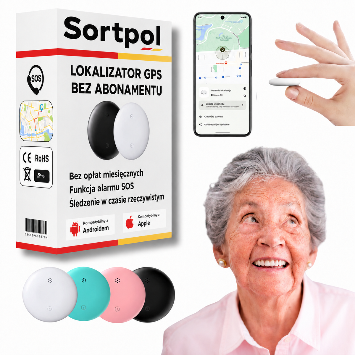 Lokalizator GPS dla seniora bez abonamentu – kompatybilny z iPhone'em i Androidem