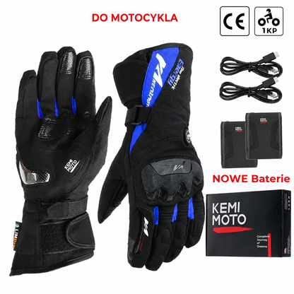 Rękawice motocyklowe z ogrzewaniem zimowe wodoodporne bateria 2500mAh 3 temperatury dotykowe — 8012BL