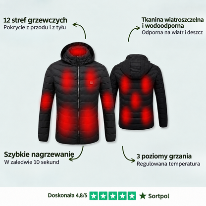 Kurtka podgrzewana męska Sortpol X – 3 strefy grzewcze, wiatroszczelna