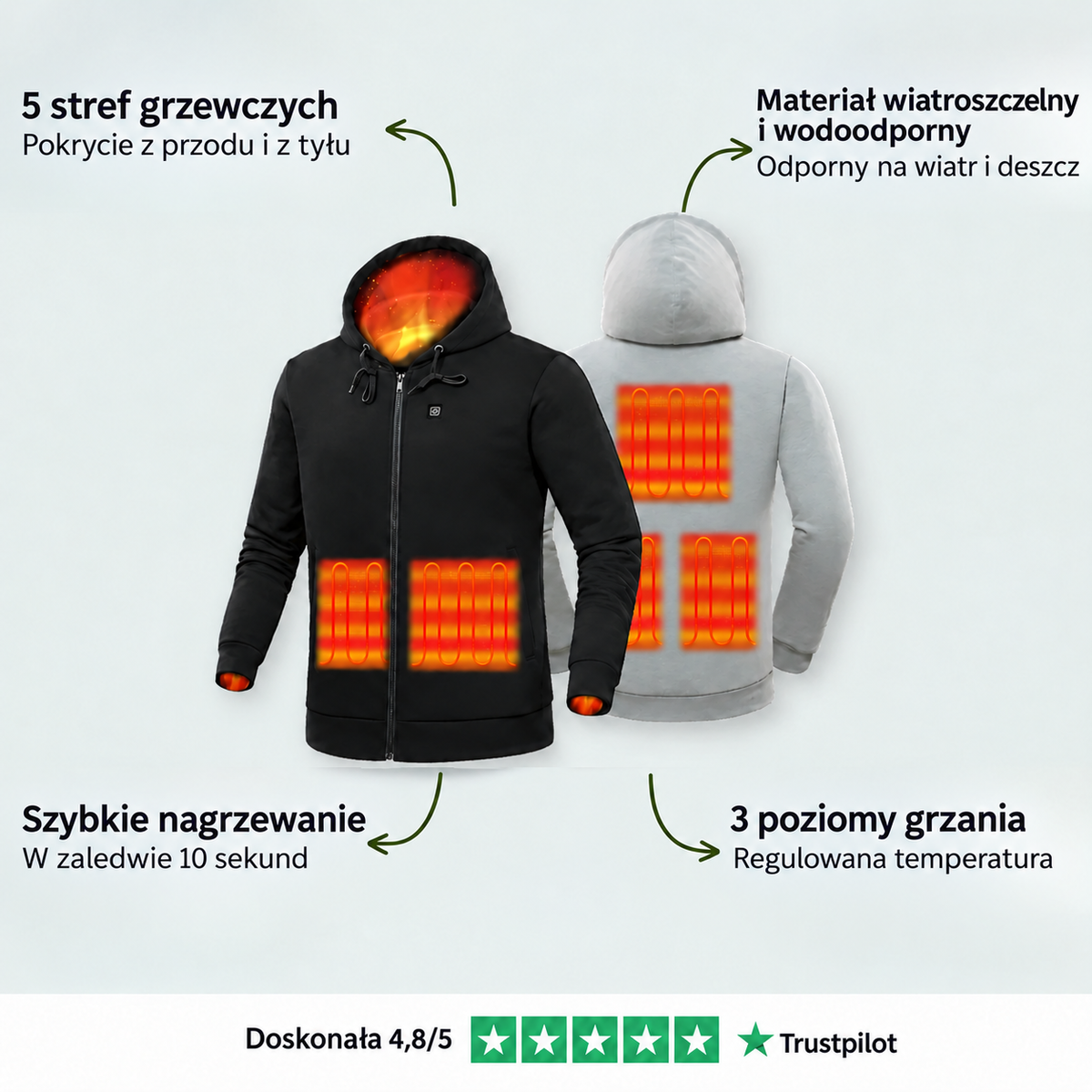 Bluza podgrzewana damska Sortpol X – włókno węglowe, 45–65°C