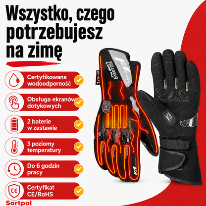 Rękawice motocyklowe podgrzewane – zimowe, wodoodporne, bateria 2500 mAh, 3 poziomy ciepła, obsługa ekranów dotykowych