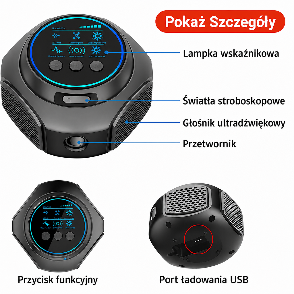 Ultradźwiękowy odstraszacz pająków bez chemikaliów