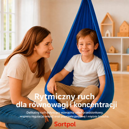 Huśtawka sensoryczna terapeutyczna – hamak do wnętrz i na zewnątrz
