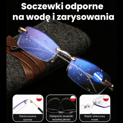 Inteligentne okulary antyrefleksyjne – wyraźne widzenie + skórzane etui + płyn do czyszczenia soczewek 500 ml gratis