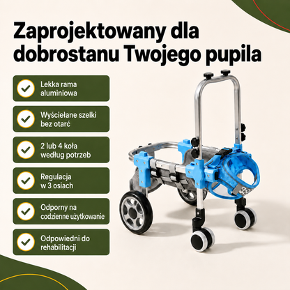 Lista korzyści wózka inwalidzkiego dla pupili: regulowany, lekki, wytrzymały, odpowiedni do rehabilitacji