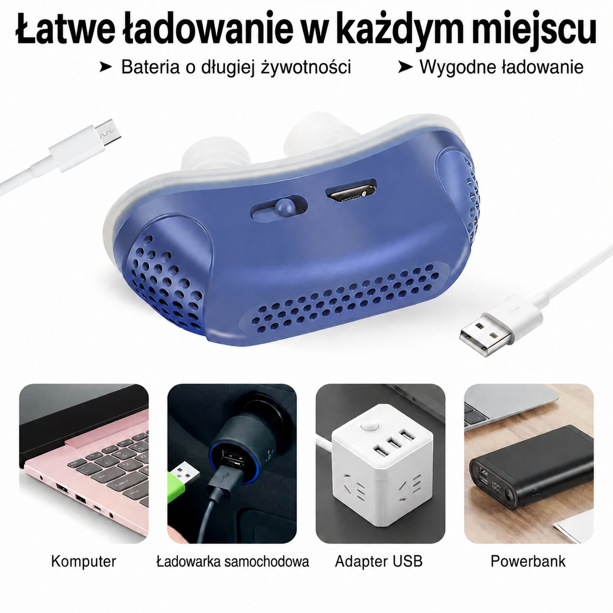 Przenośny mikro CPAP przeciw chrapaniu i bezdechowi sennemu