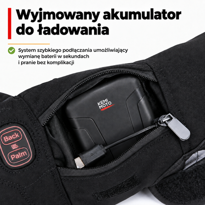 Rękawice motocyklowe podgrzewane – zimowe, wodoodporne, bateria 2500 mAh, 3 poziomy ciepła, obsługa ekranów dotykowych