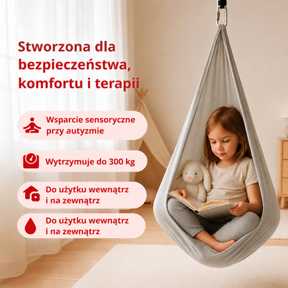 Huśtawka sensoryczna terapeutyczna – hamak do wnętrz i na zewnątrz