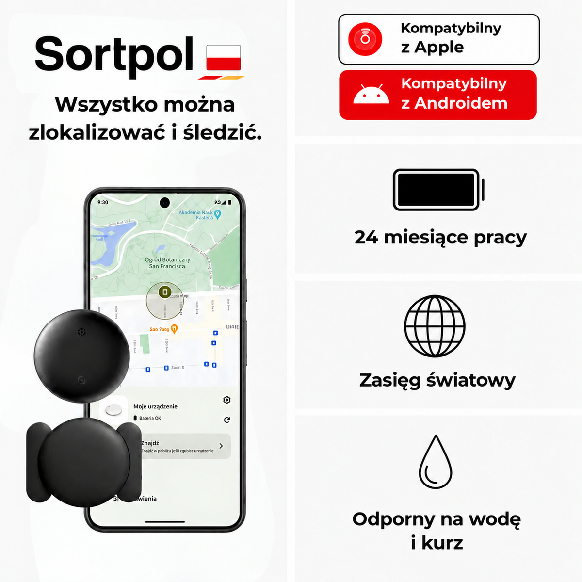 Lokalizator GPS do motocykla bez abonamentu – kompatybilny z Androidem i iOS Find My, zabezpieczenie antykradzieżowe