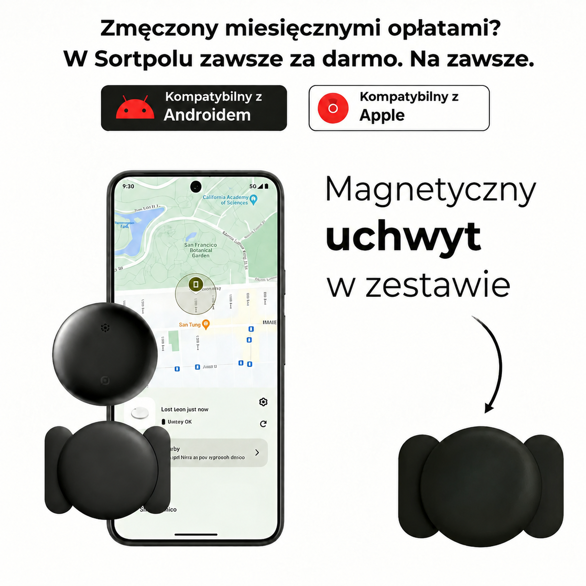 Dyskretny lokalizator GPS dla kota – śledzenie globalne z Apple i Android Find My, bez abonamentu