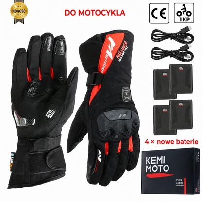 Rękawice motocyklowe podgrzewane – zimowe, wodoodporne, bateria 2500 mAh, 3 poziomy ciepła, obsługa ekranów dotykowych