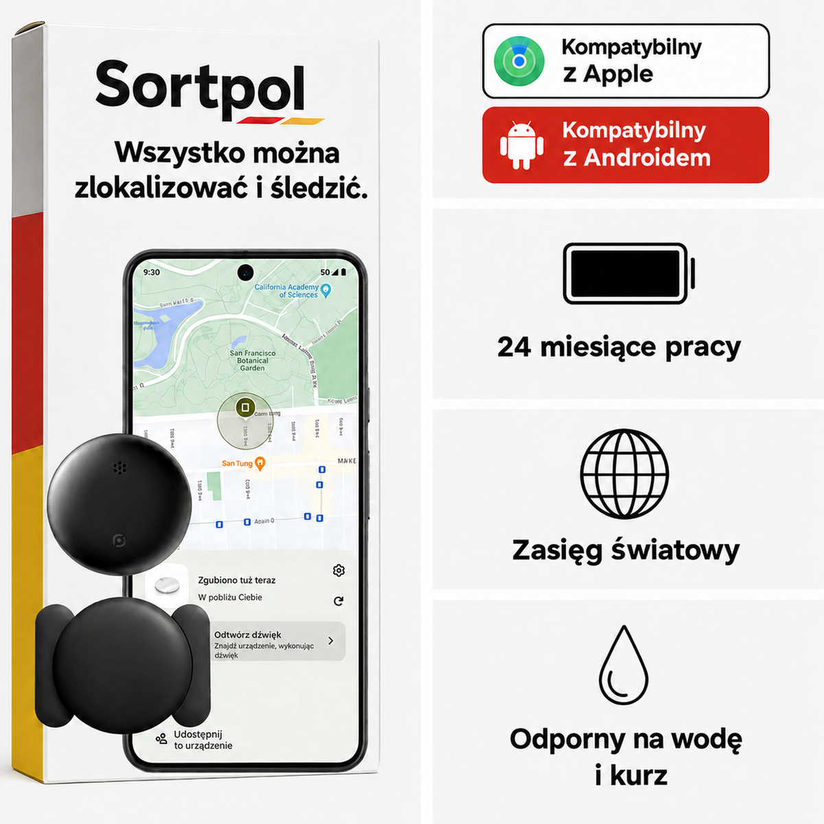 Lokalizator GPS do pojazdów bez abonamentu – kompatybilny z Androidem i iOS Find My, zabezpieczenie antykradzieżowe