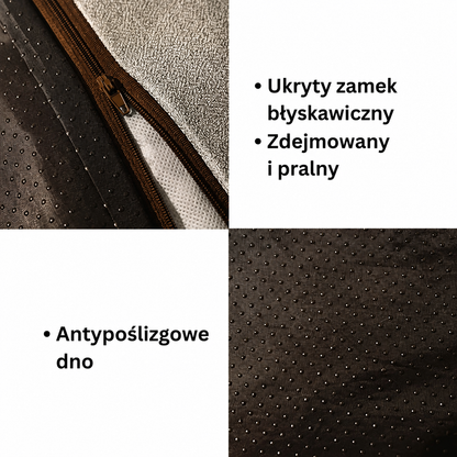 Trzy rozmiary legowisk dla psów: XL, 2XL i 3XL ułożone obok siebie