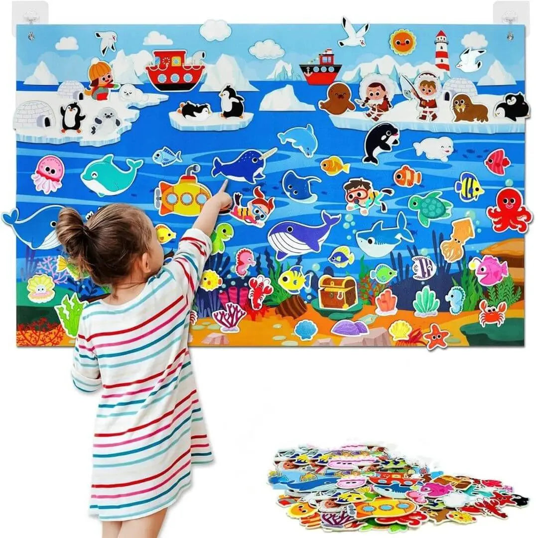 Elementy filcowe tablicy Montessori StoryFelt™ Farma – zwierzęta, rolnicy i budynki gospodarskie