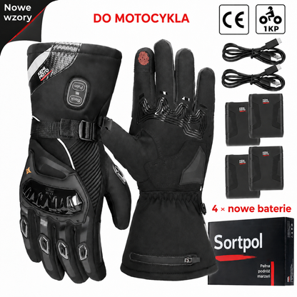 Rękawice motocyklowe podgrzewane – zimowe, wodoodporne, bateria 2500 mAh, 3 poziomy ciepła, obsługa ekranów dotykowych
