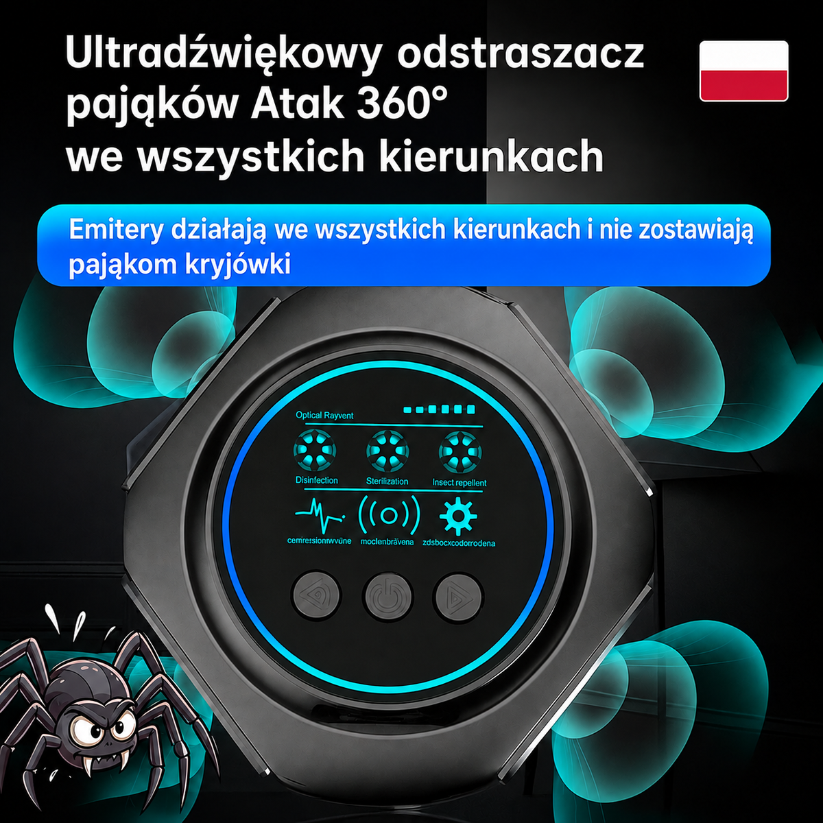 Ultradźwiękowy odstraszacz pająków bez chemikaliów