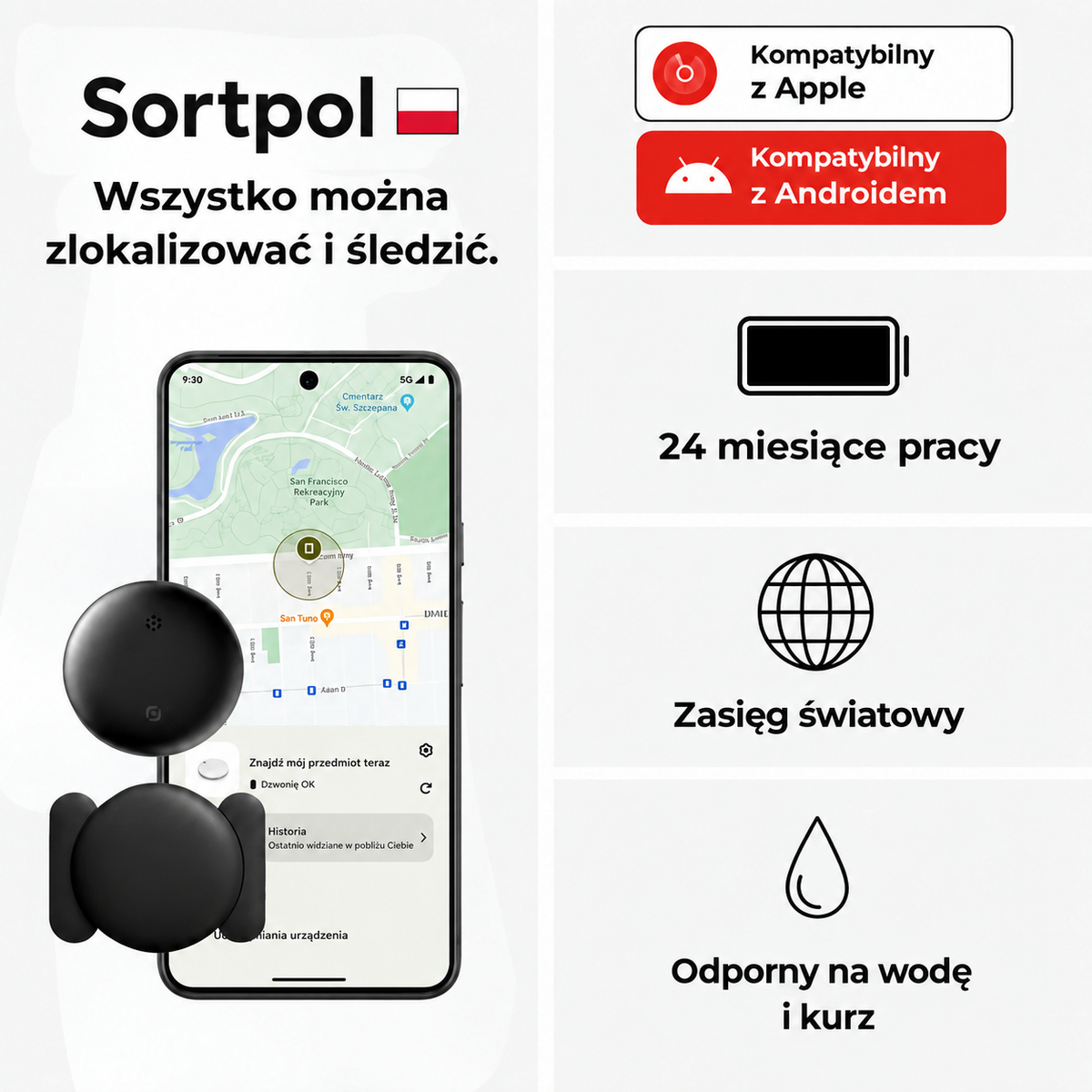 Dyskretny lokalizator GPS dla kota – śledzenie globalne z Apple i Android Find My, bez abonamentu