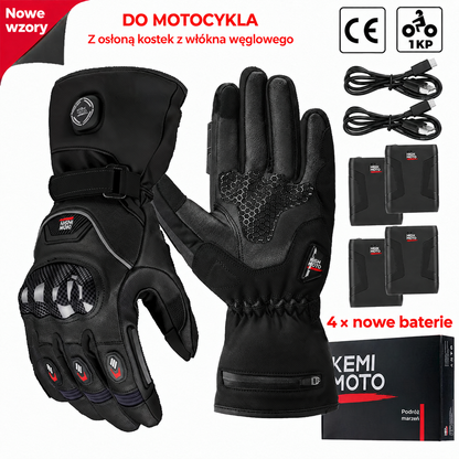 Rękawice motocyklowe podgrzewane – zimowe, wodoodporne, bateria 2500 mAh, 3 poziomy ciepła, obsługa ekranów dotykowych