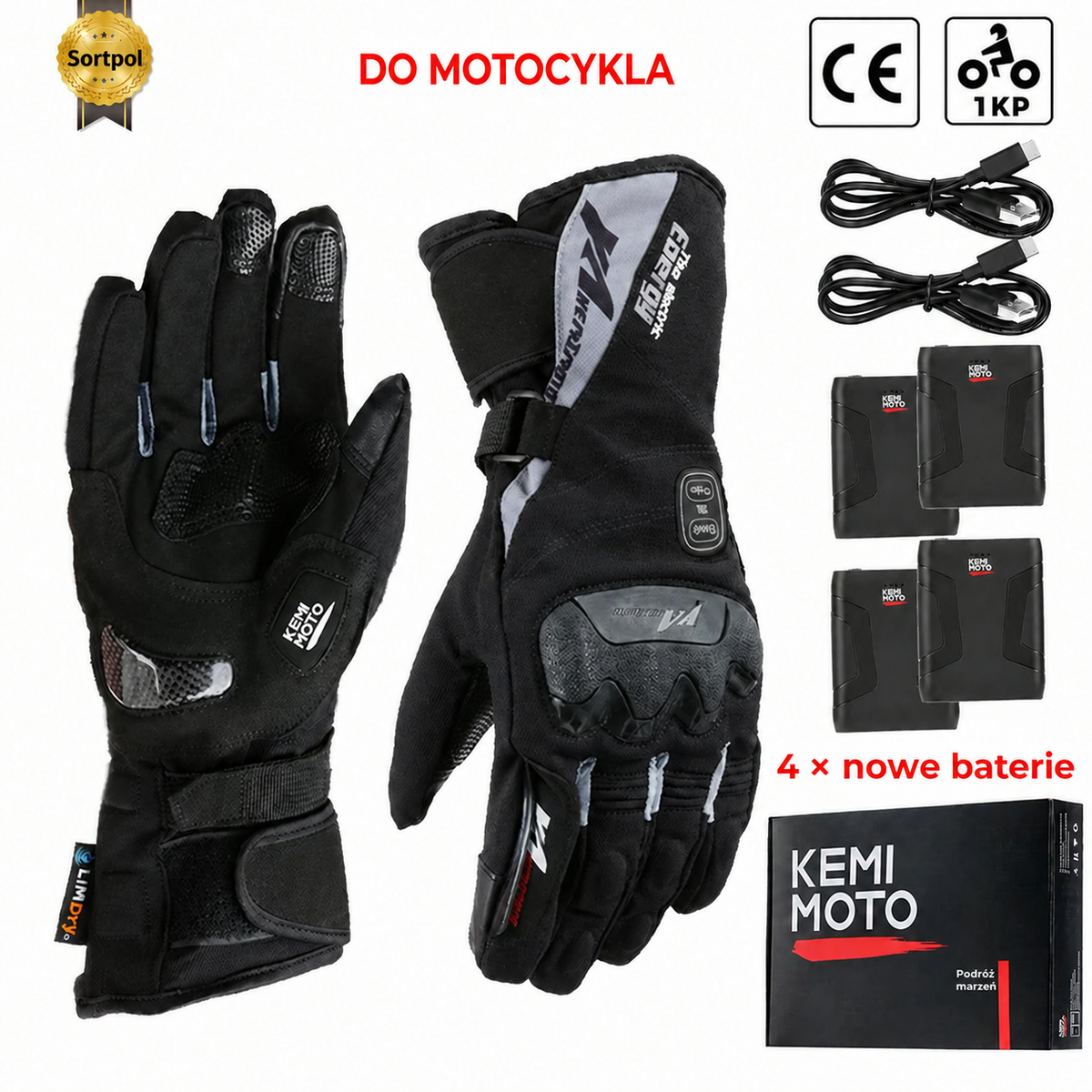 Rękawice motocyklowe podgrzewane – zimowe, wodoodporne, bateria 2500 mAh, 3 poziomy ciepła, obsługa ekranów dotykowych